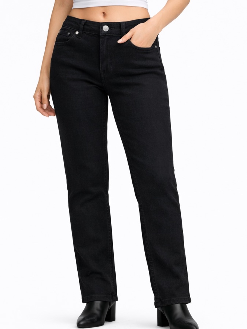 Classic Black Straight-Leg Jeans for Women